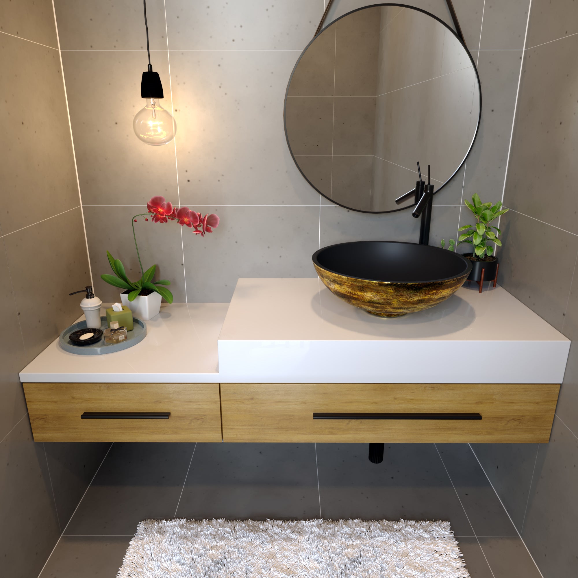 matte black/gold bathroom sink