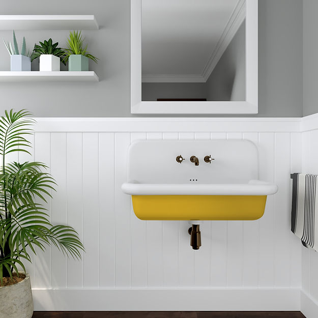 white/yellow bathroom sink