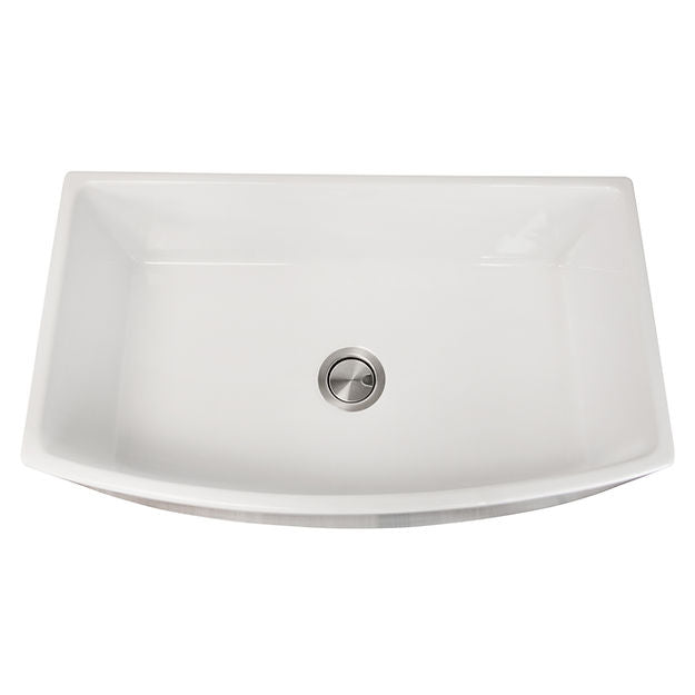 Nantucket Sinks 33 Inch Concrete Farmhouse Fireclay Sink with Curved Apron Front