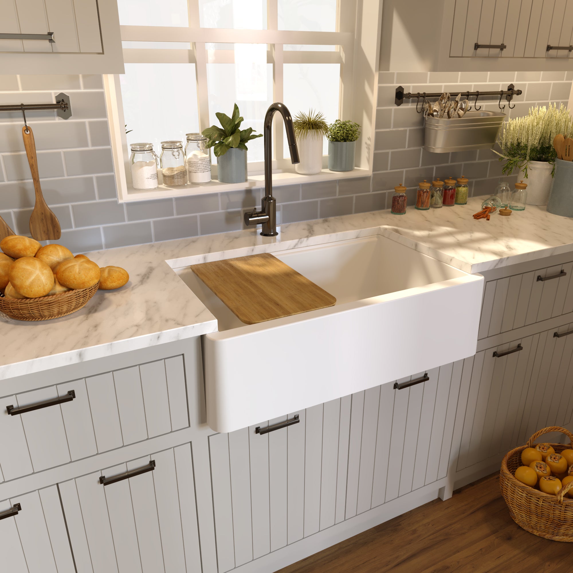 white kitchen sink