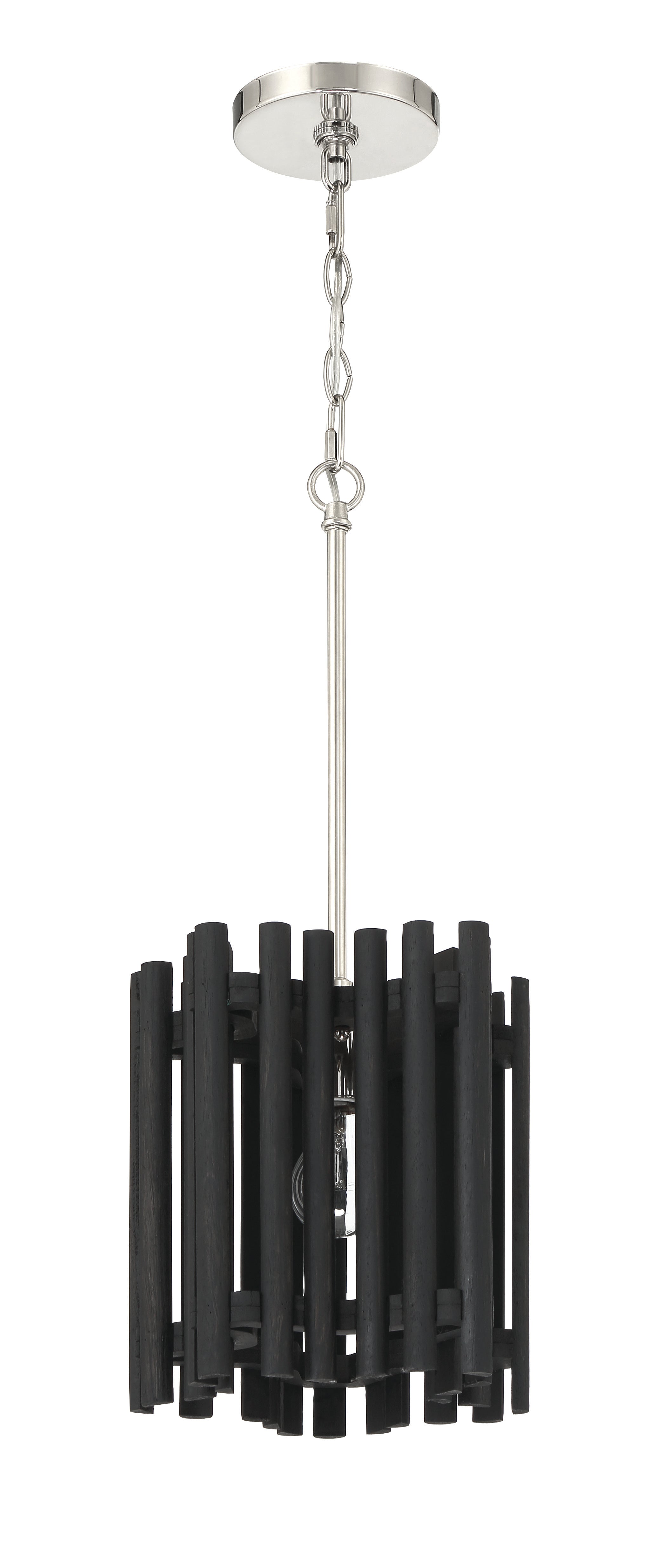 polished nickel/black walnut pendants