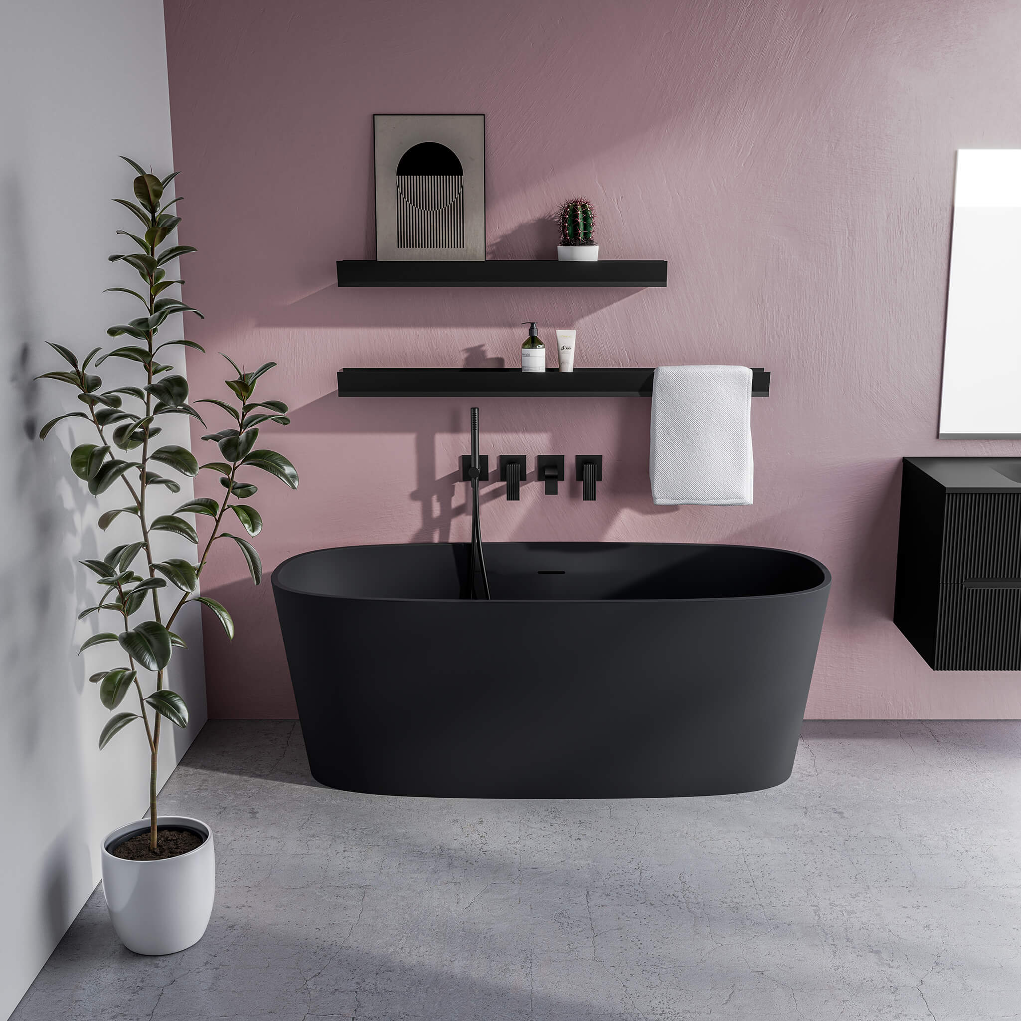 black matte interior / black matte exterior bathtub