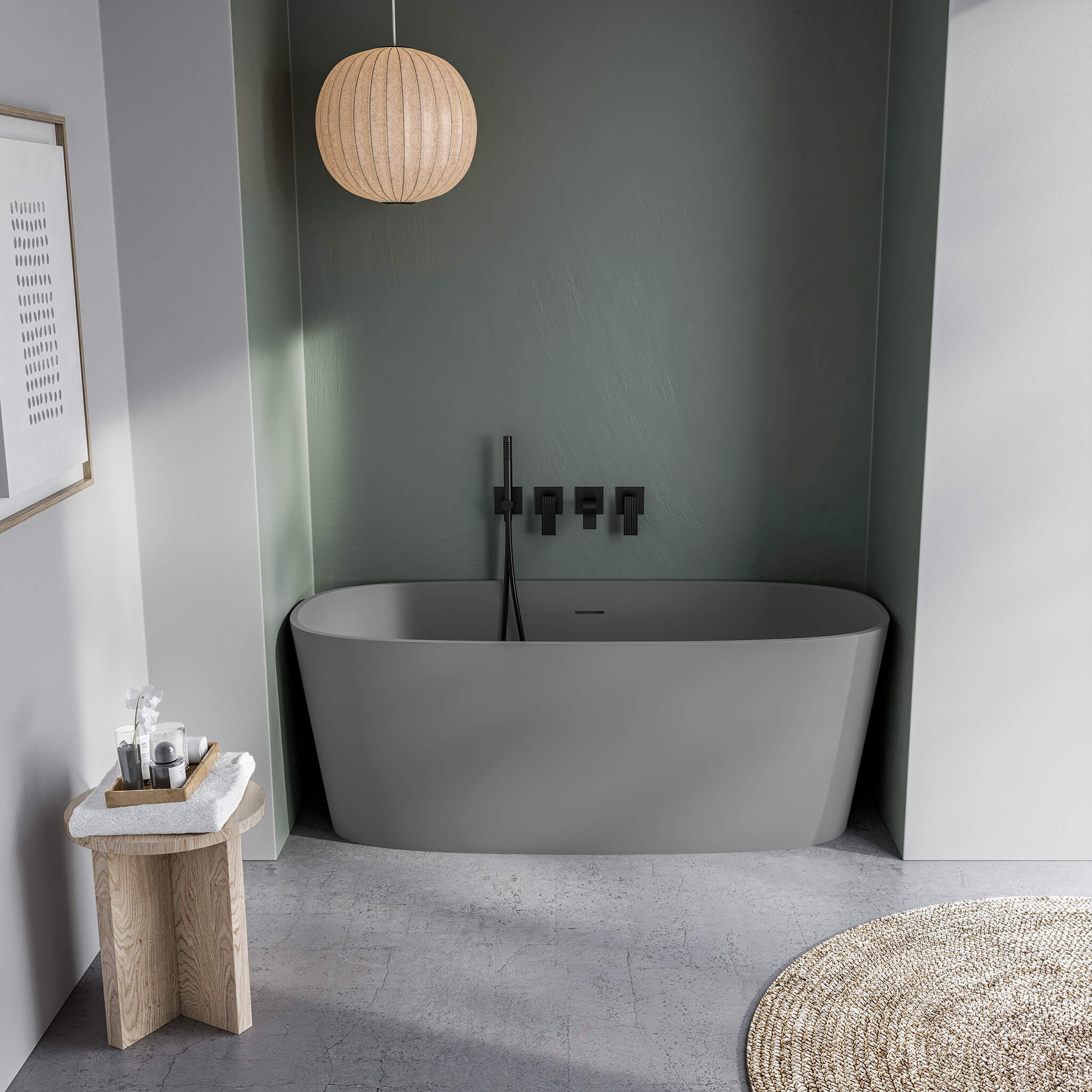 grey matte interior/ grey matte exterior bathtub
