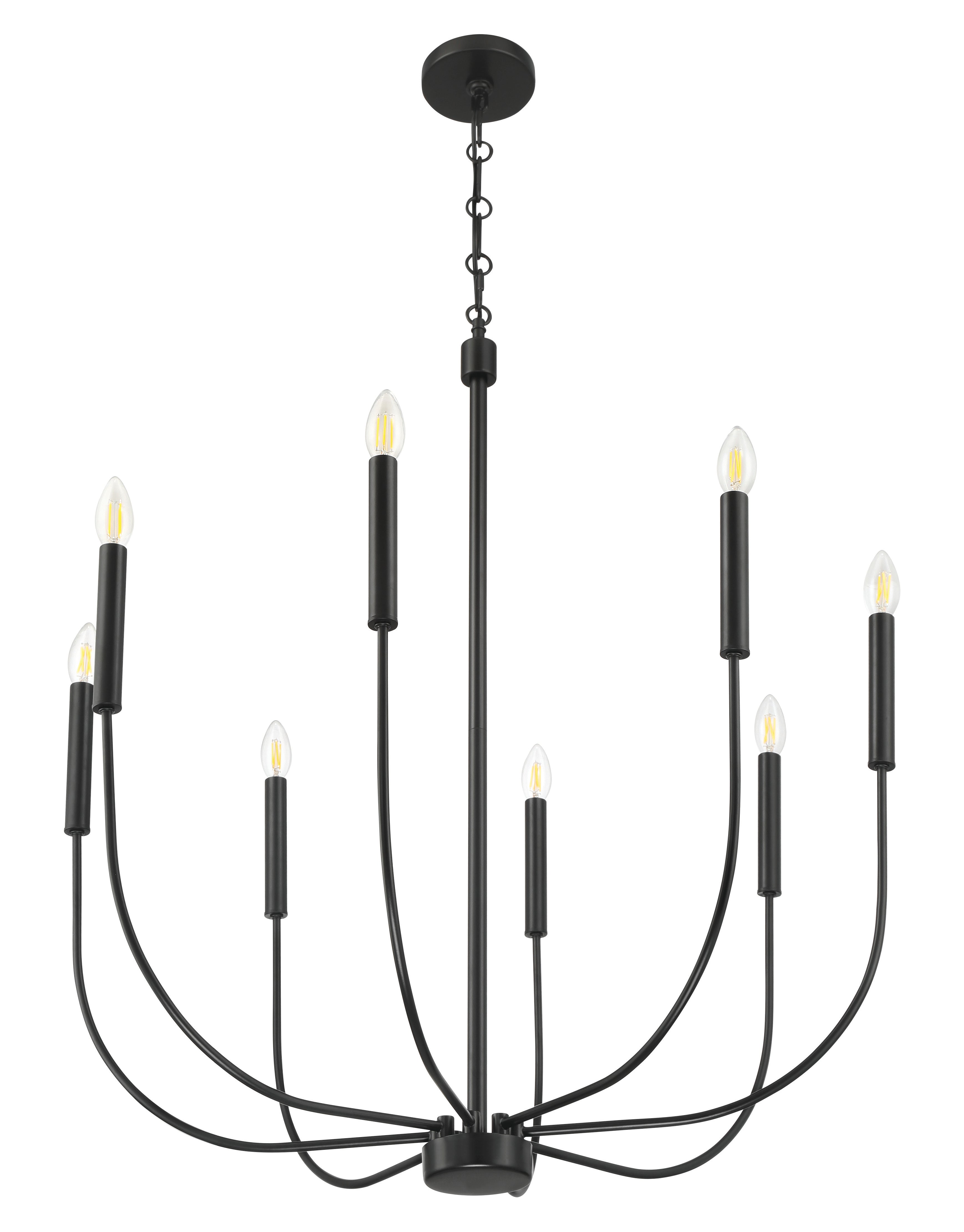 flat black chandeliers