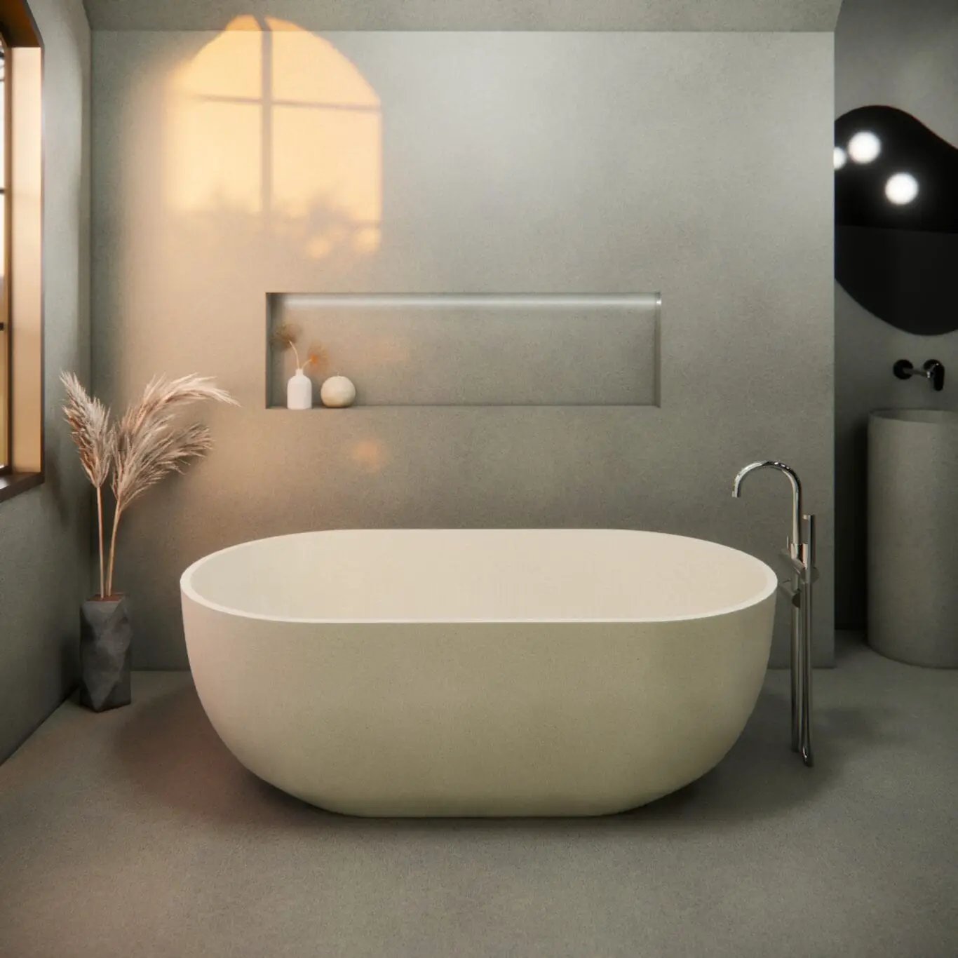 Balux Ola 66 Oval Concrete Freestanding Bathtub by Balux