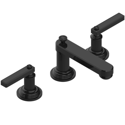 THG Paris Grand Central Black Onyx with Lever Handles Widespread Lavatory Set with Drain