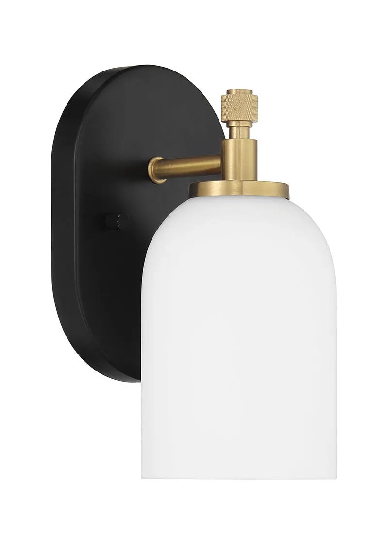 flat black/satin brass wall sconces