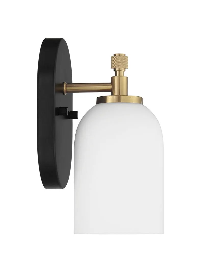 flat black/satin brass wall sconces