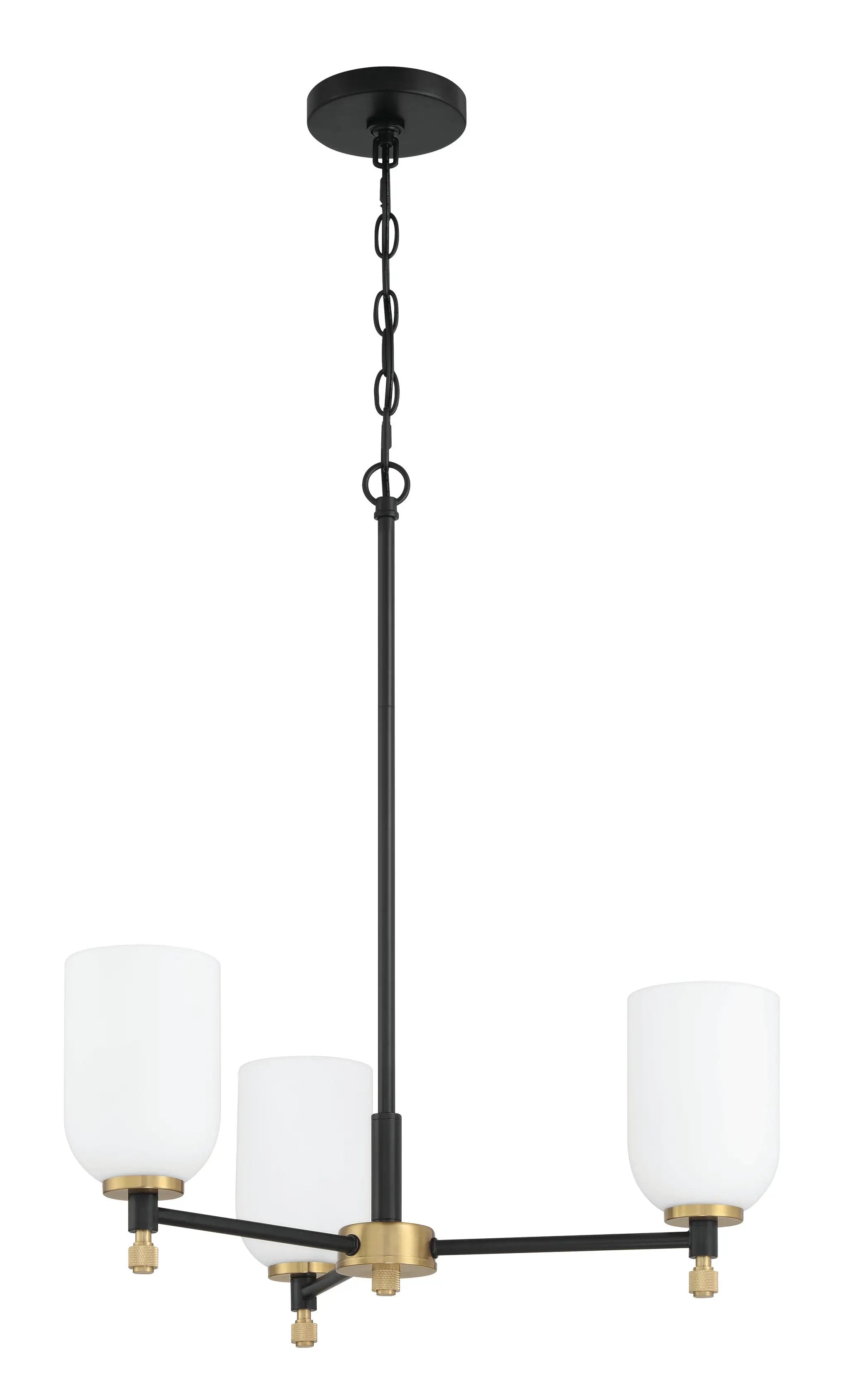 flat black/satin brass chandeliers