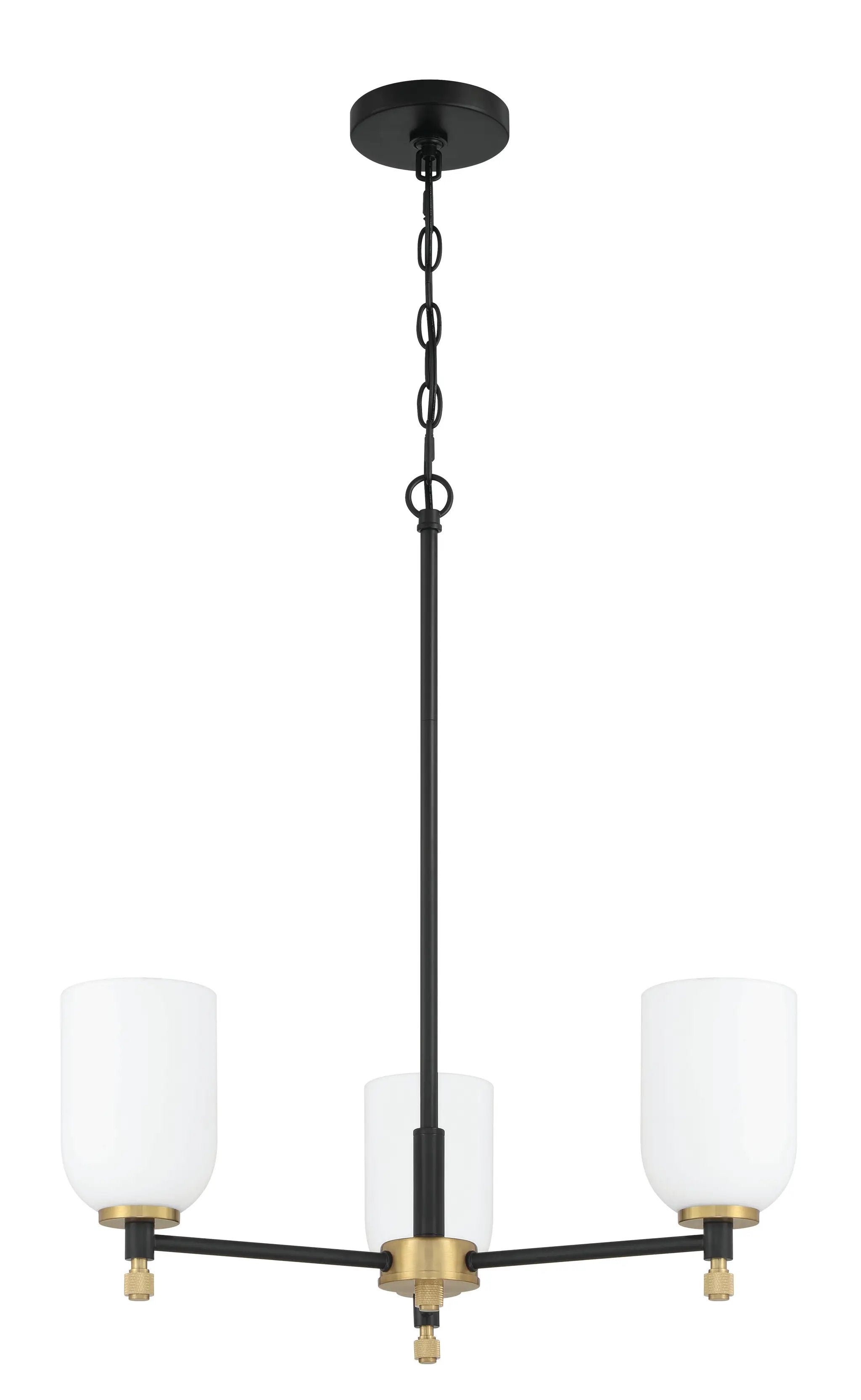 flat black/satin brass chandeliers