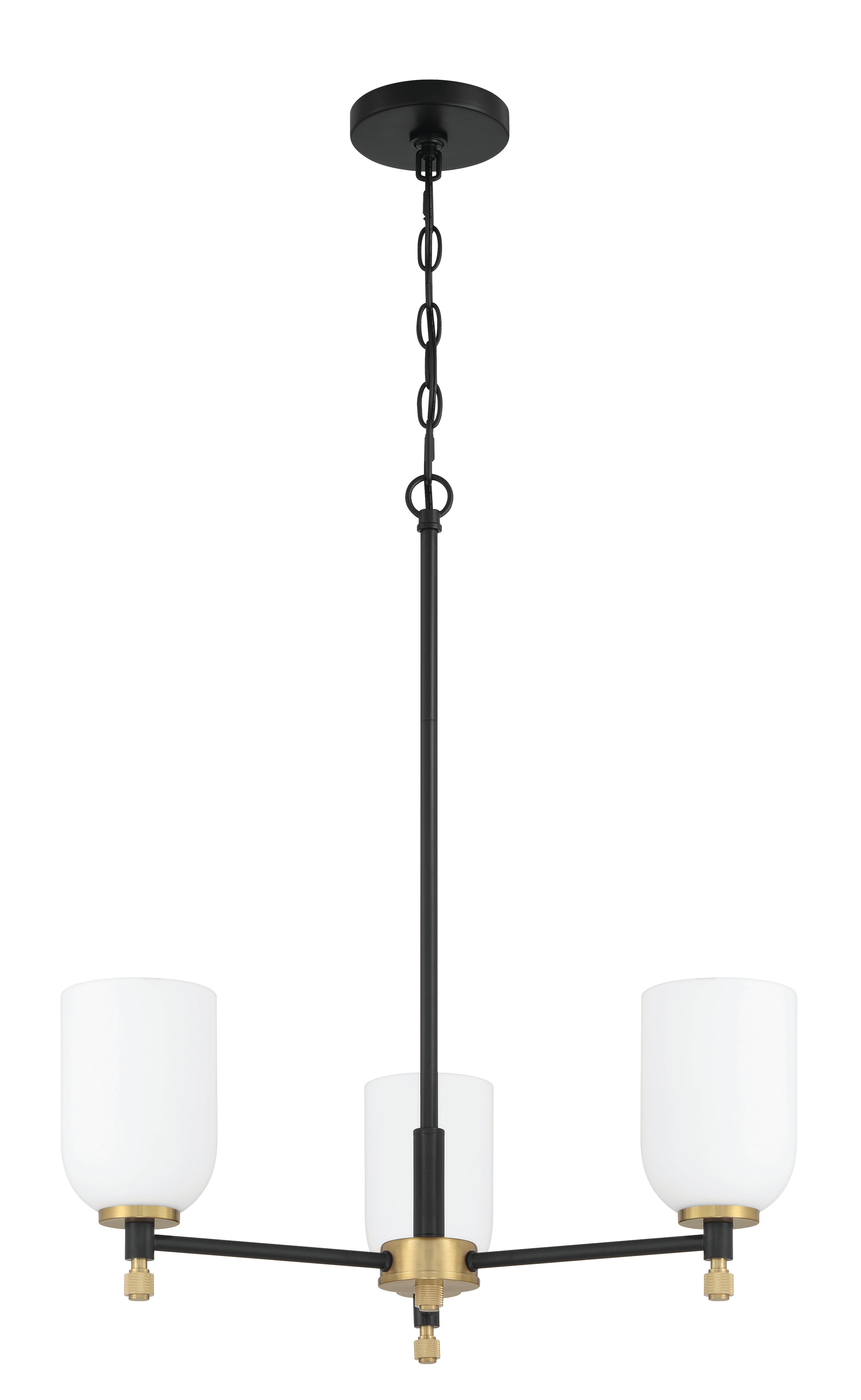 flat black/satin brass chandeliers