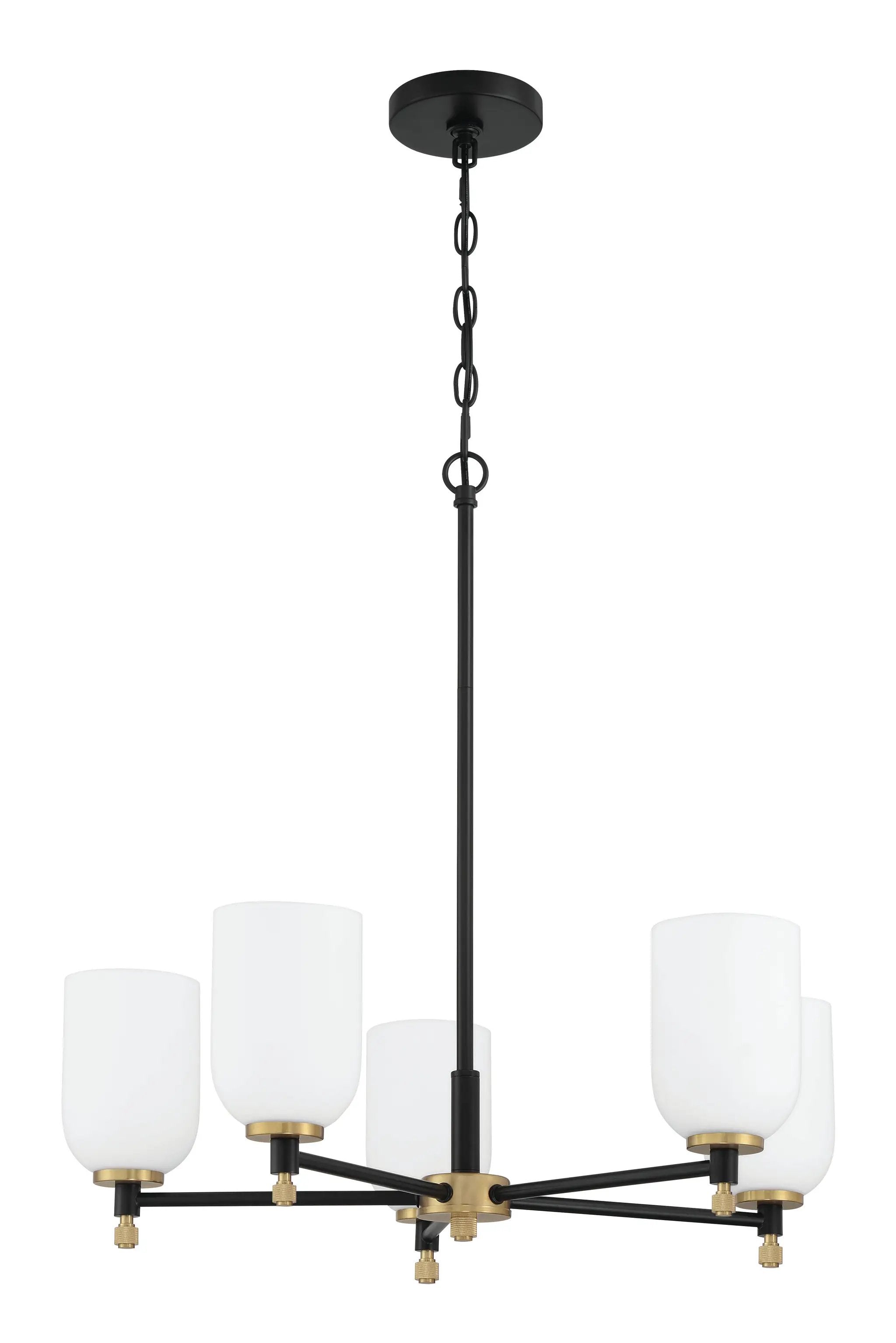 flat black/satin brass chandeliers