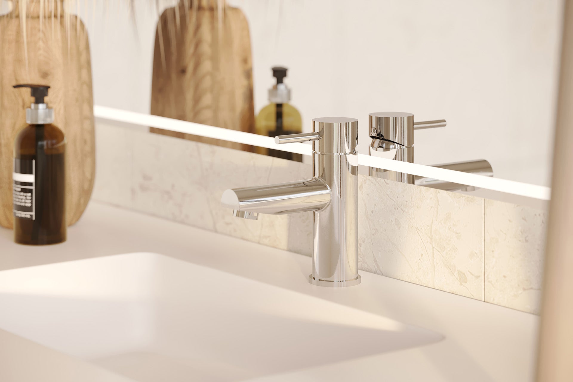polished chrome bathroom faucet