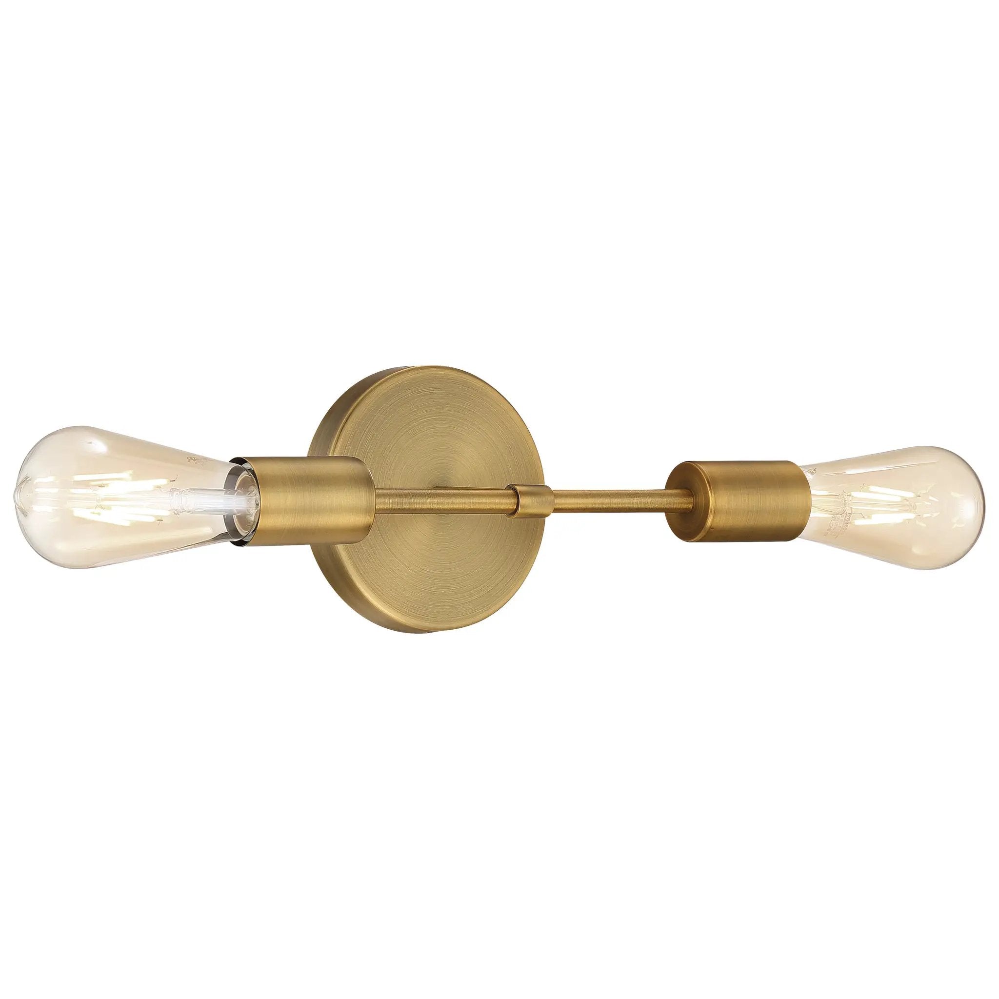 antique brushed brass 2 light led wall sconce