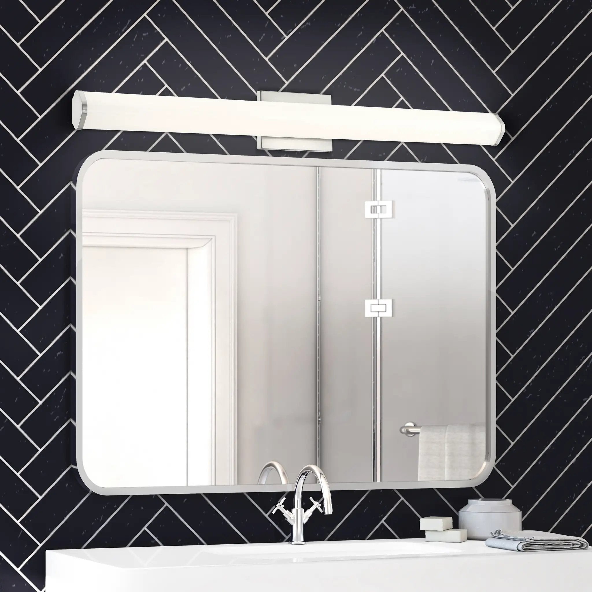 brushed steel led vanity