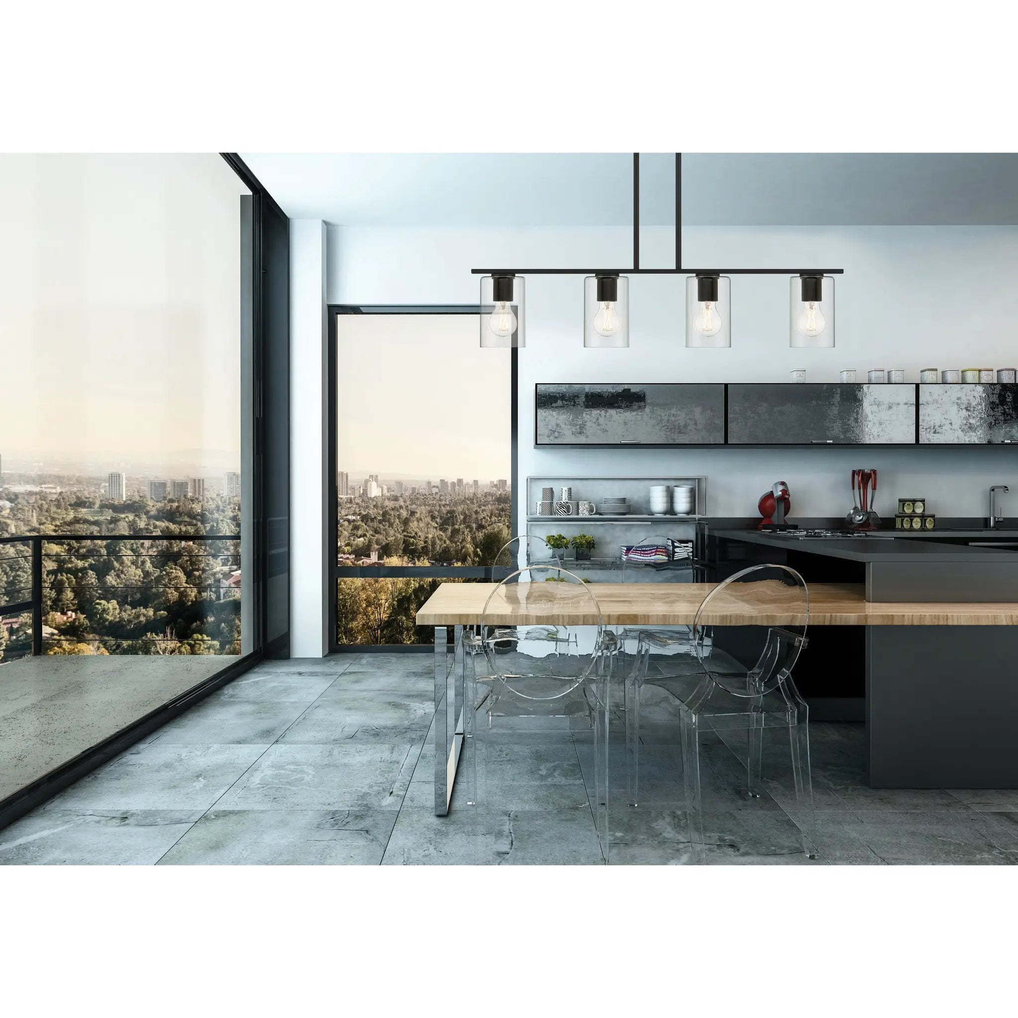 matte black led linear pendant