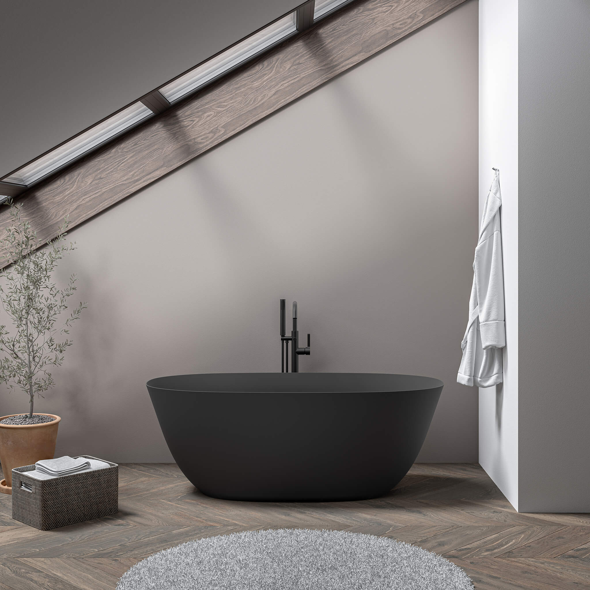black matte interior / black matte exterior bathtub