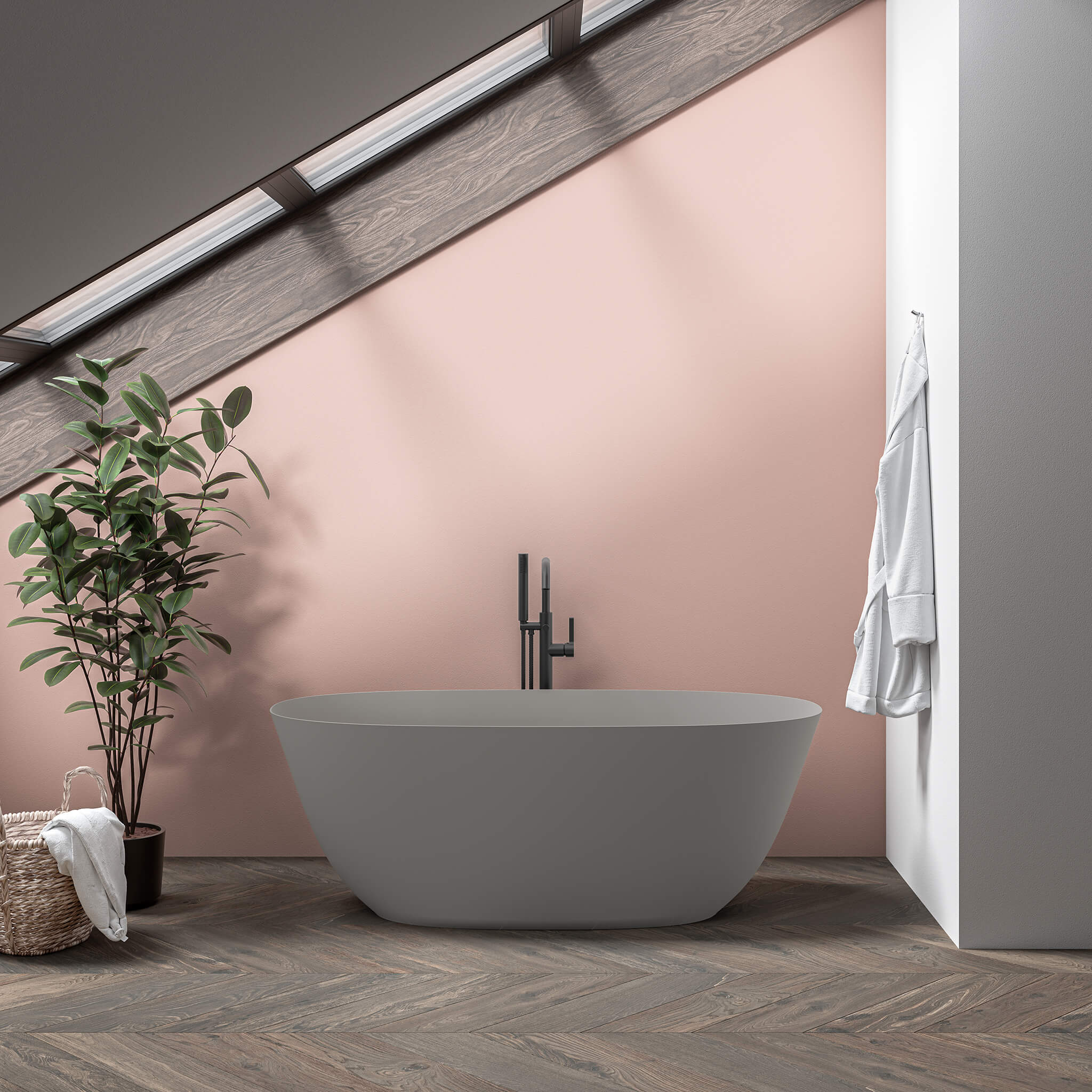 grey matte interior/ grey matte exterior bathtub