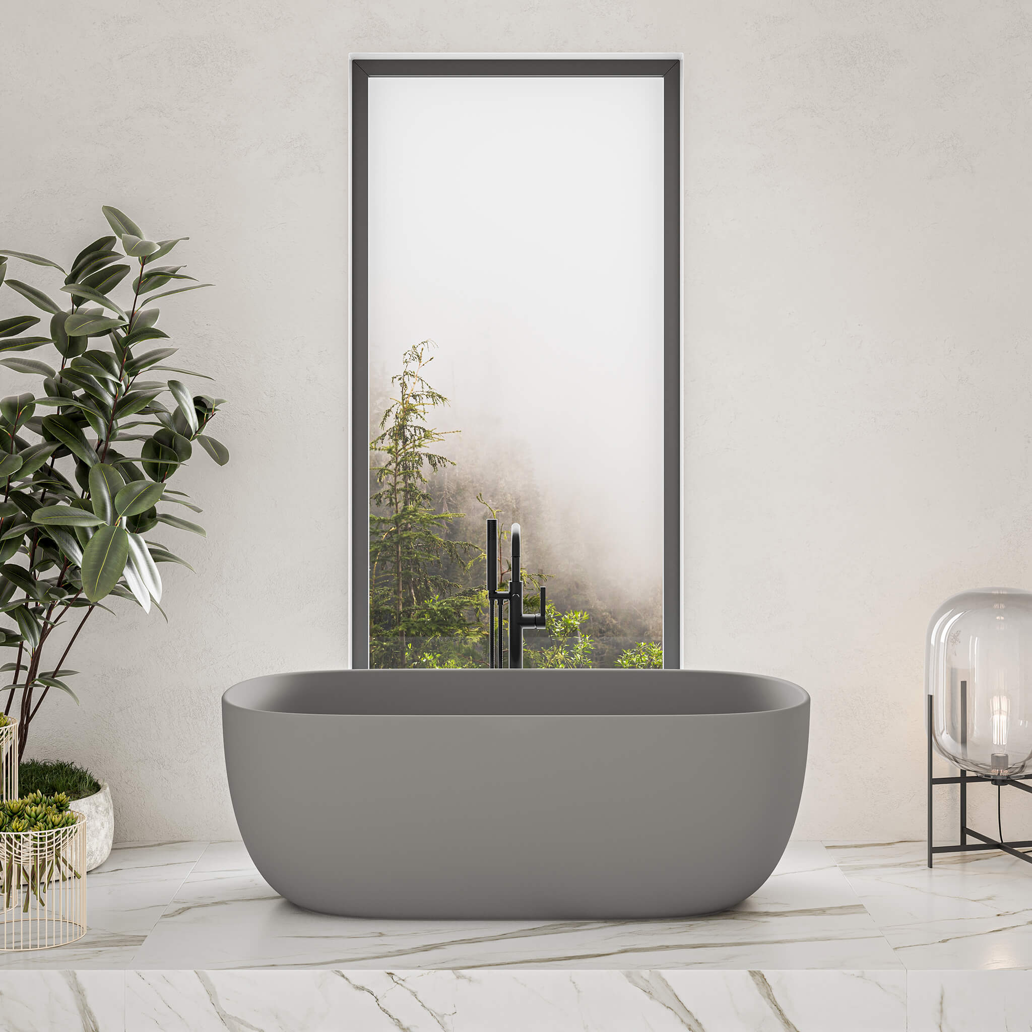 grey matte interior/ grey matte exterior bathtub