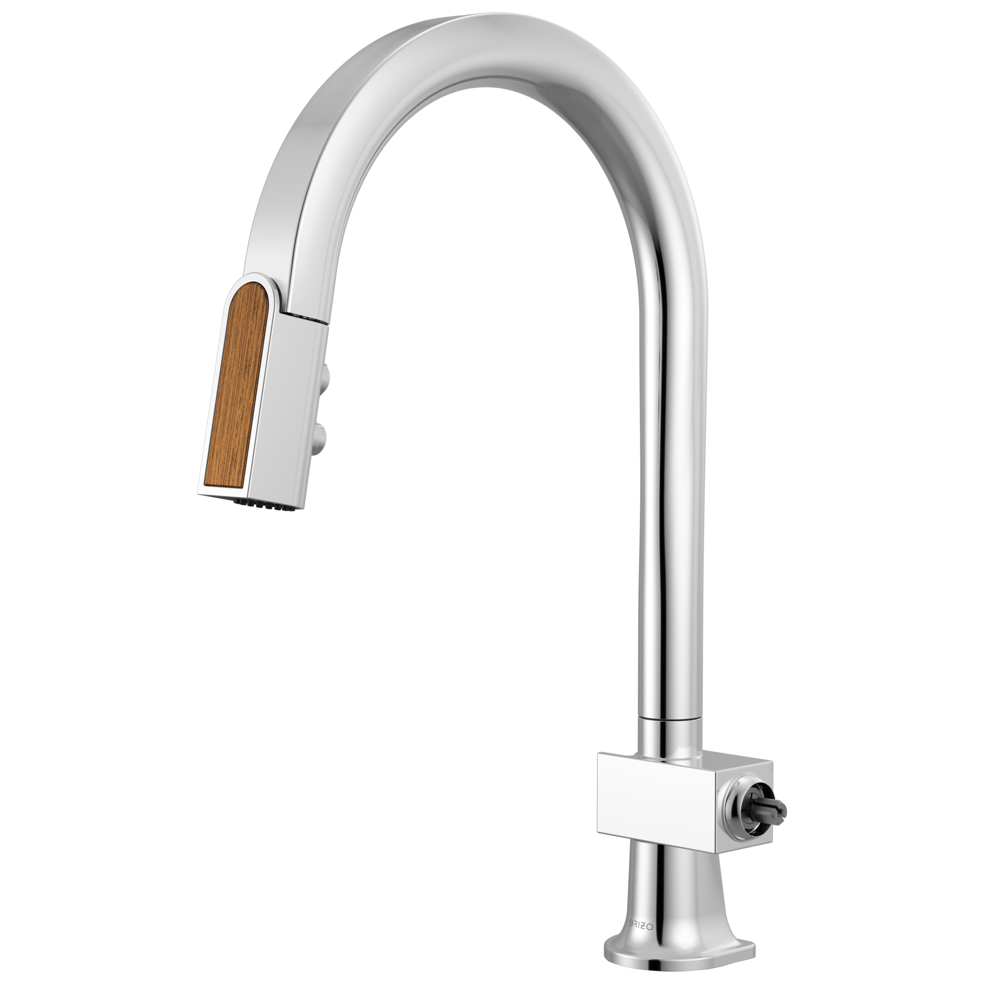 polished chrome/teak wood kitchen faucet
