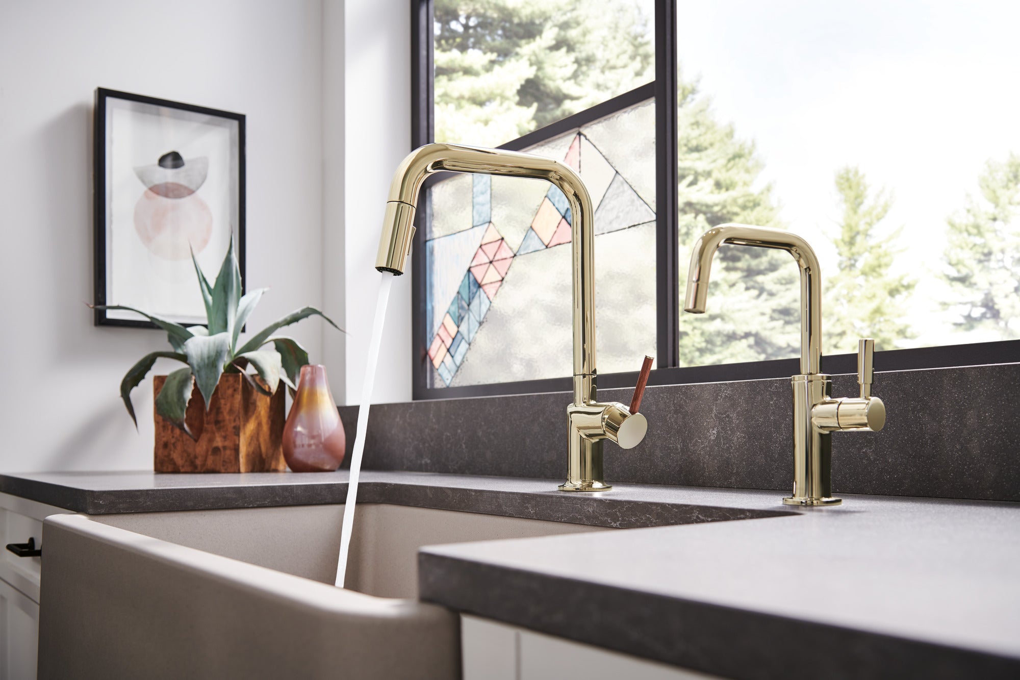 polished nickel pull-down faucet