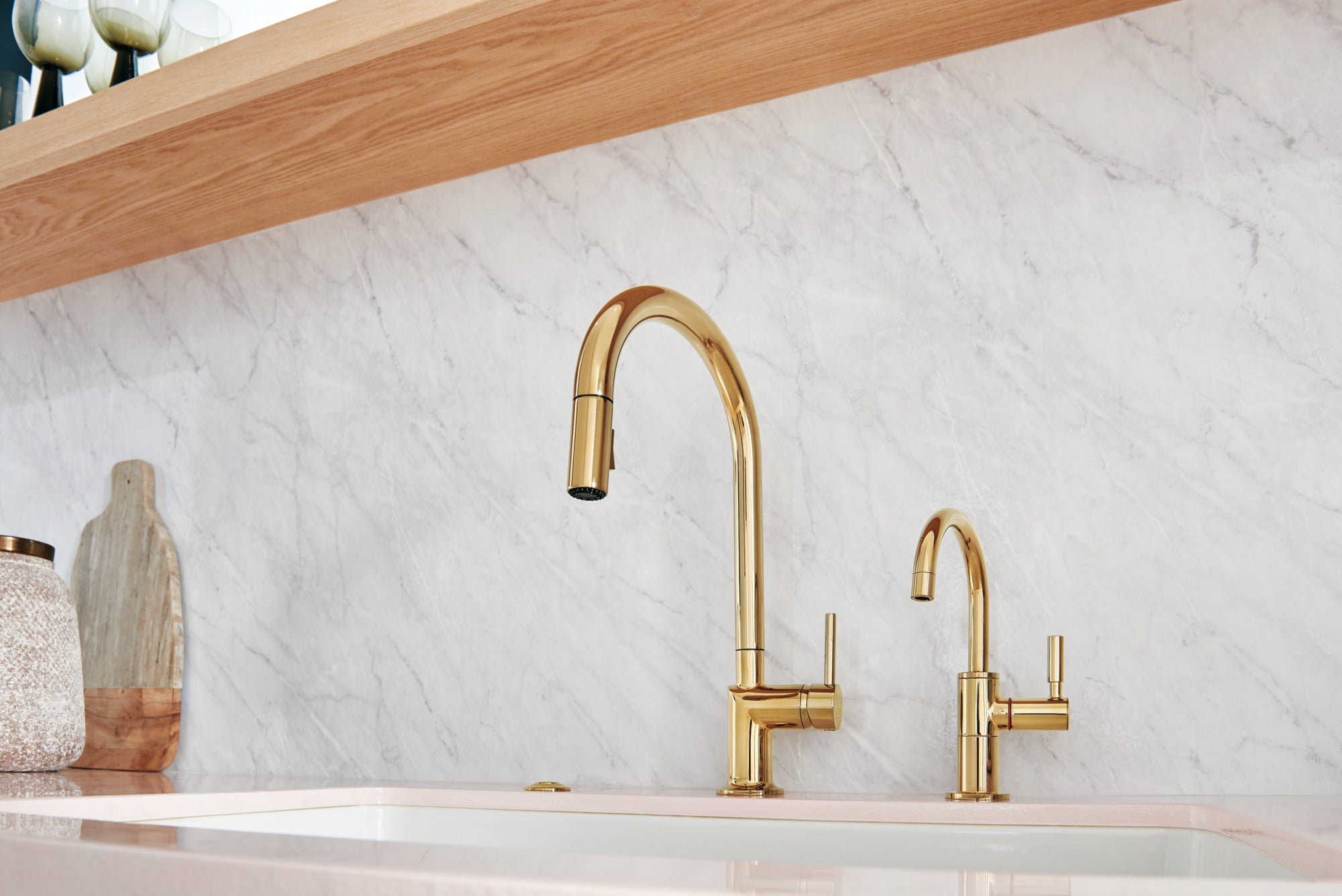 polished gold hot faucet
