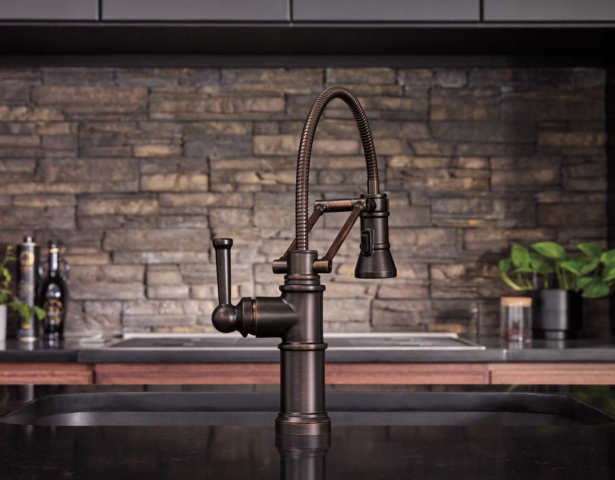 venetian bronze articulating faucet