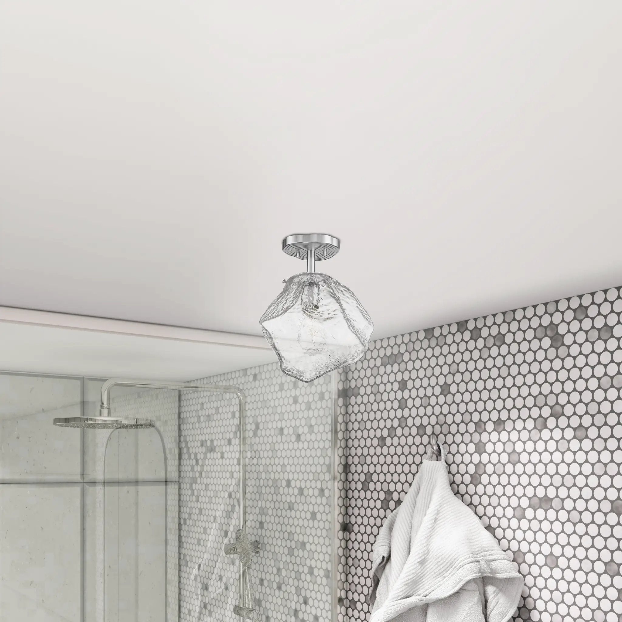 mirrored stainless steel led semi-flush