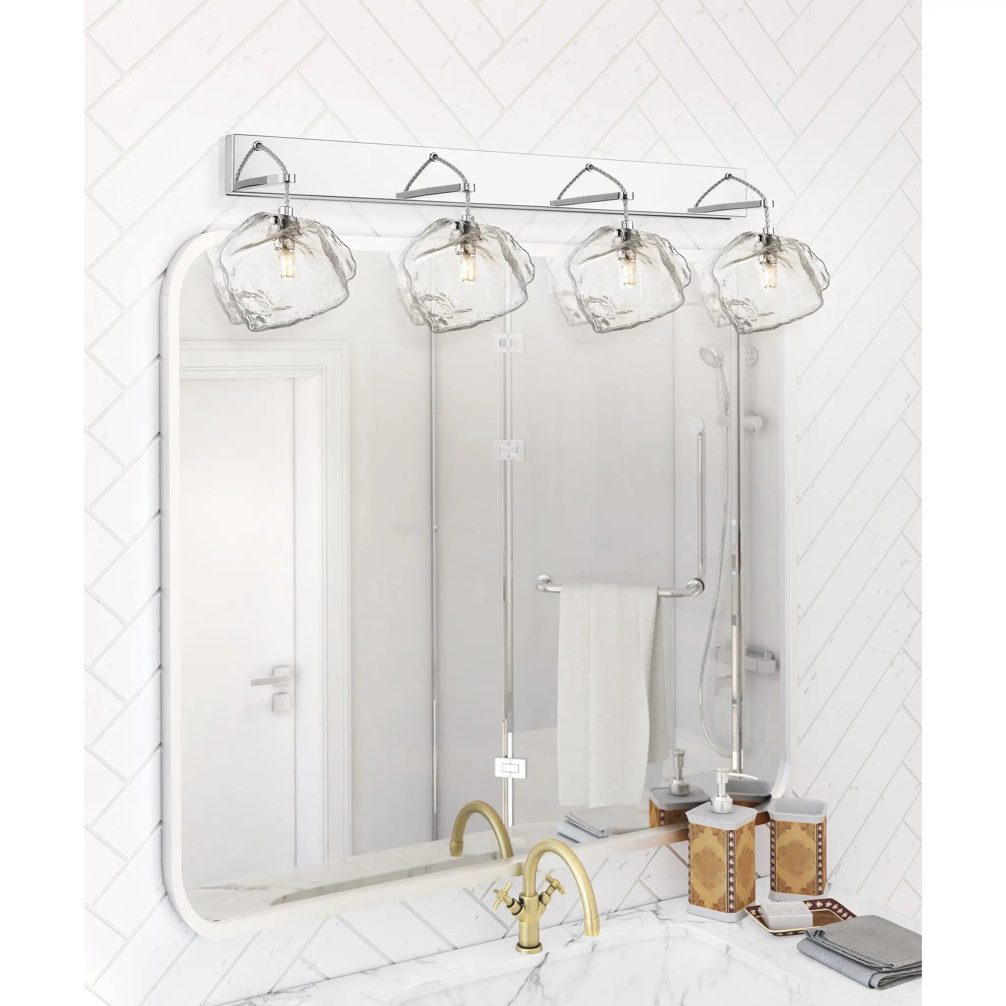 mirrored stainless steel 4 light led vanity