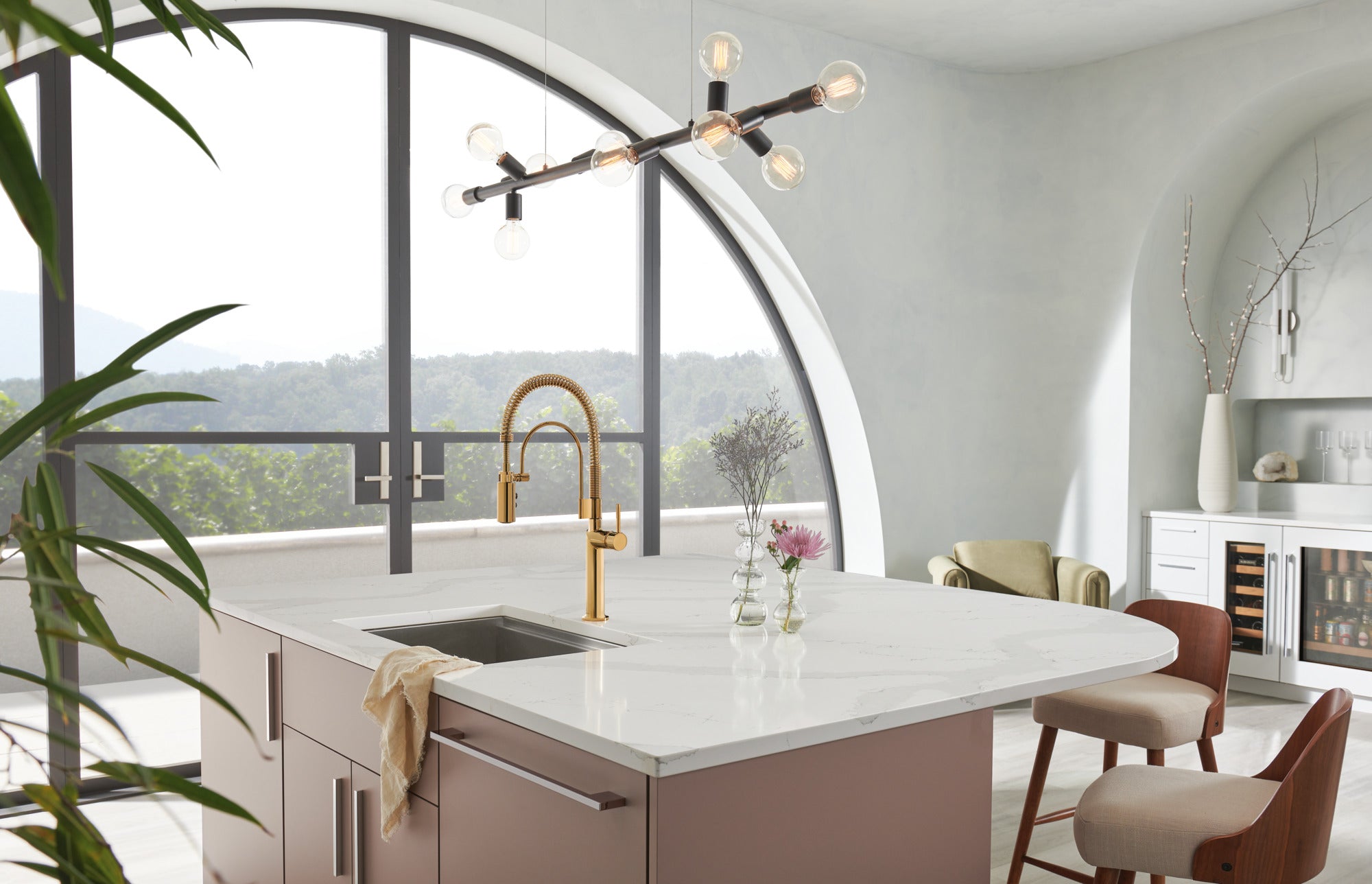 polished gold kitchen faucet