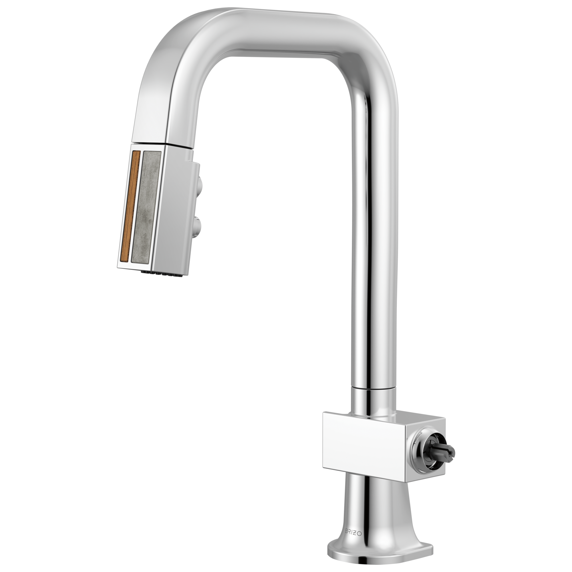 polished chrome/teak wood kitchen faucet