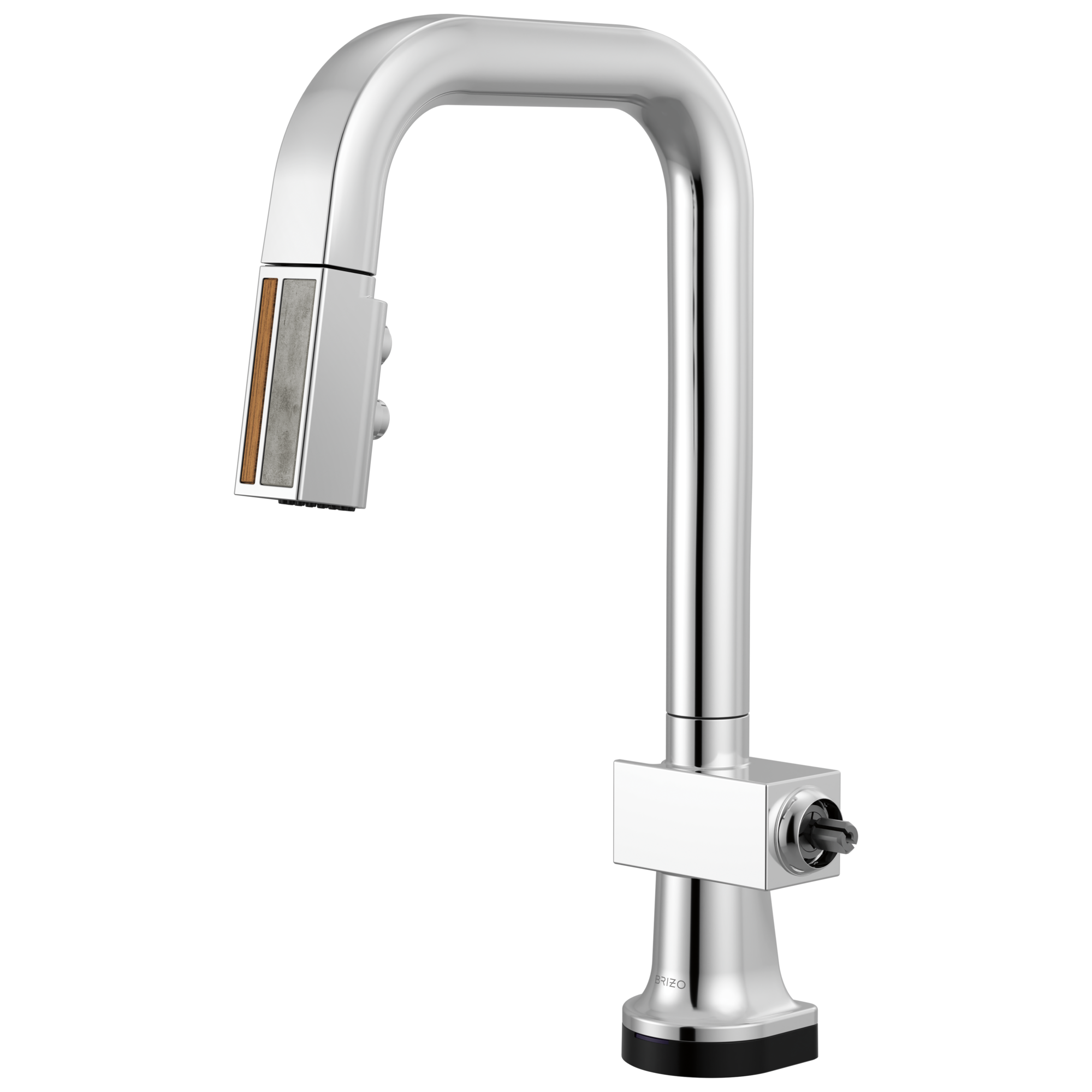 polished chrome/teak wood kitchen faucet