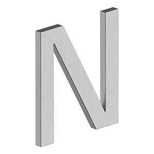 Deltana 4" Letter N, E Series with Risers, Stainless Steel