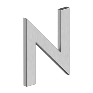 Deltana 4" Letter N, B Series with Risers, Stainless Steel