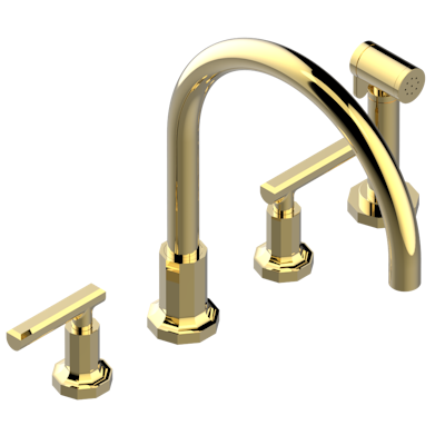 THG Paris Les Ondes with Lever Handles Three Hole Kitchen Faucet with Side Spray