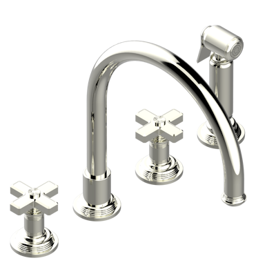 THG Paris West Coast Metal Three Hole Kitchen Faucet with Side Spray