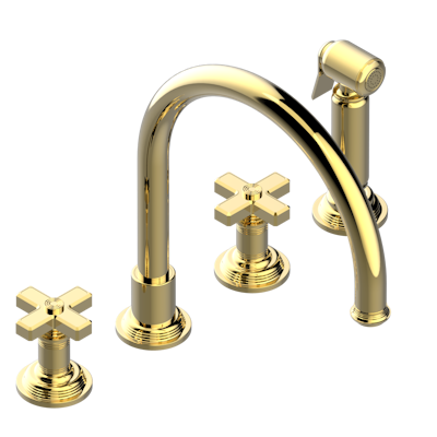THG Paris West Coast Metal Three Hole Kitchen Faucet with Side Spray