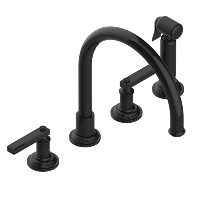 THG Paris West Coast Metal with Lever Handles Three Hole Kitchen Faucet with Side Spray