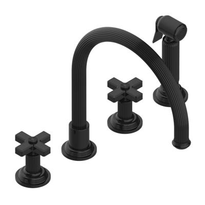 THG Paris Grand Central Metal Three Hole Kitchen Faucet with Side Spray