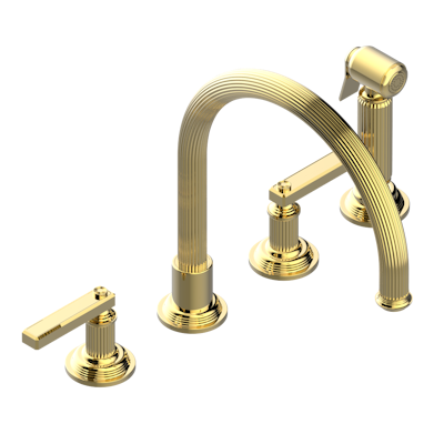 THG Paris Grand Central Metal with Lever Handles Three Hole Kitchen Faucet with Side Spray