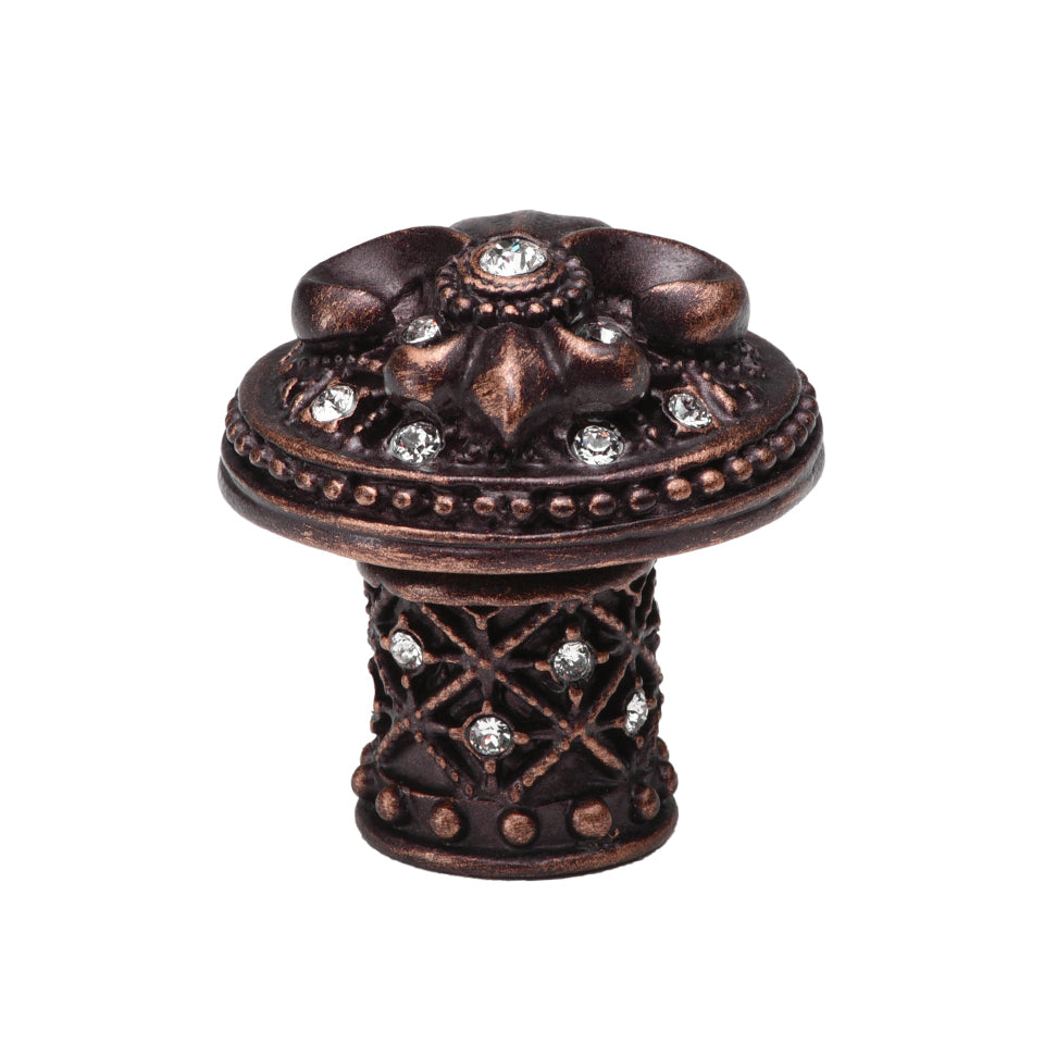 Carpe Diem Versailles Large Round Knob Fleur De Lys - Decorated with Swarovski Crystals