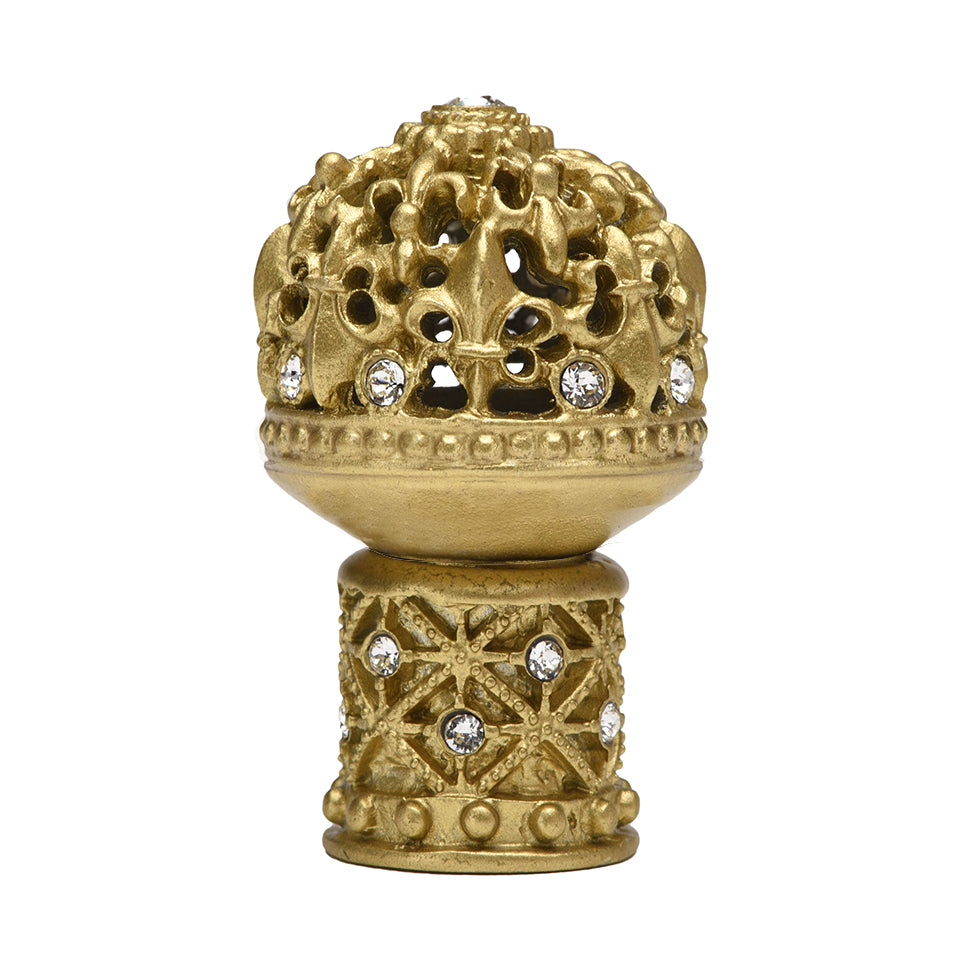 Carpe Diem Versailles Medium Round Knob Fleur De Lys Open Basket - Decorated with Swarovski Crystals