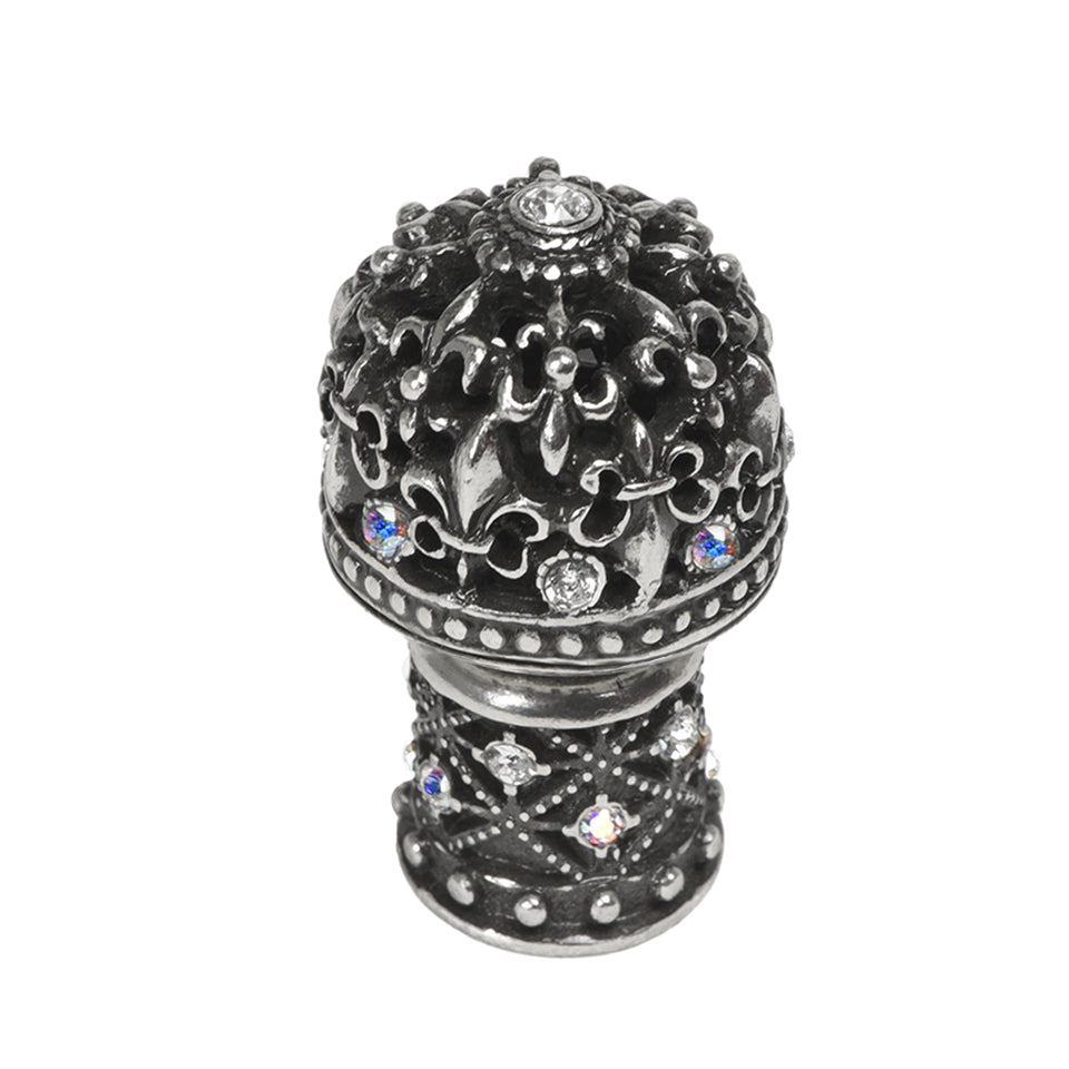 Carpe Diem Versailles Medium Round Knob Fleur De Lys Open Basket - Decorated with Swarovski Crystals