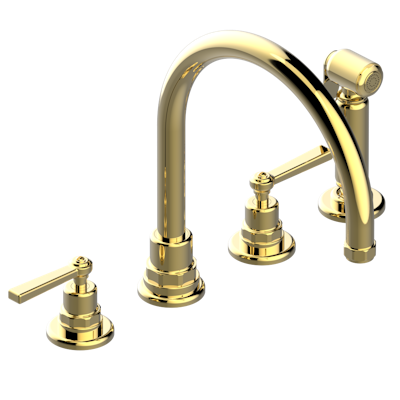 THG Paris Club Saint-Germain with Lever Handles Three Hole Kitchen Faucet with Side Spray