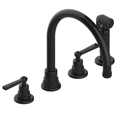 THG Paris Club Saint-Germain with Lever Handles Three Hole Kitchen Faucet with Side Spray