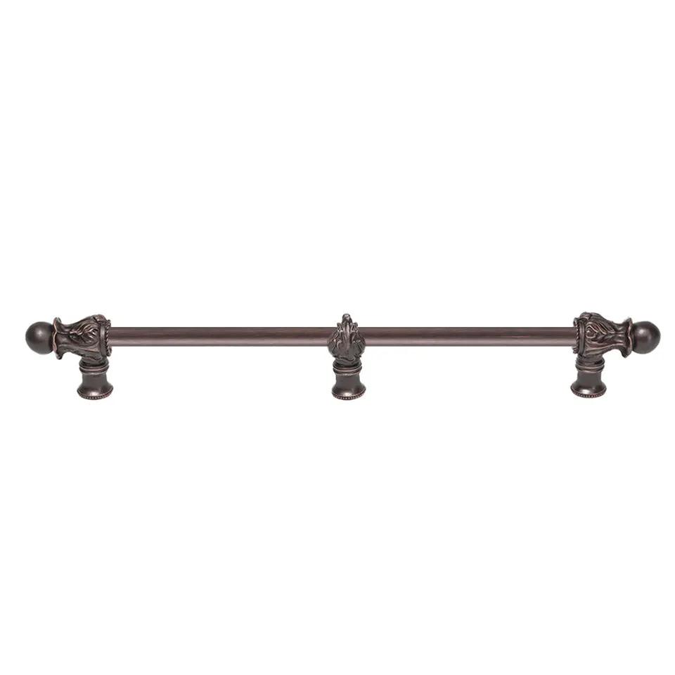 Carpe Diem Acanthus II Romanesque Style Long Pull and Center Brace - 1/2" Smooth Bar by Carpe Diem