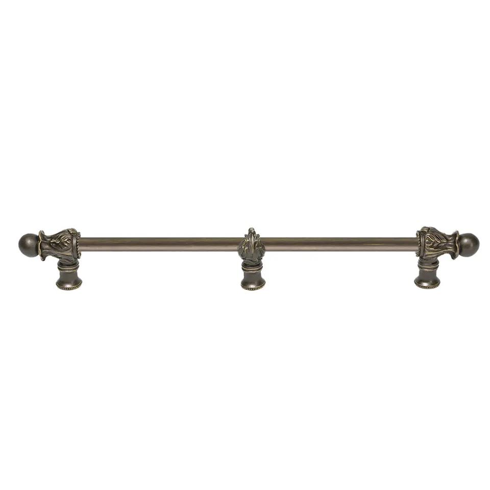 Carpe Diem Acanthus II Romanesque Style Long Pull and Center Brace - 1/2" Smooth Bar by Carpe Diem