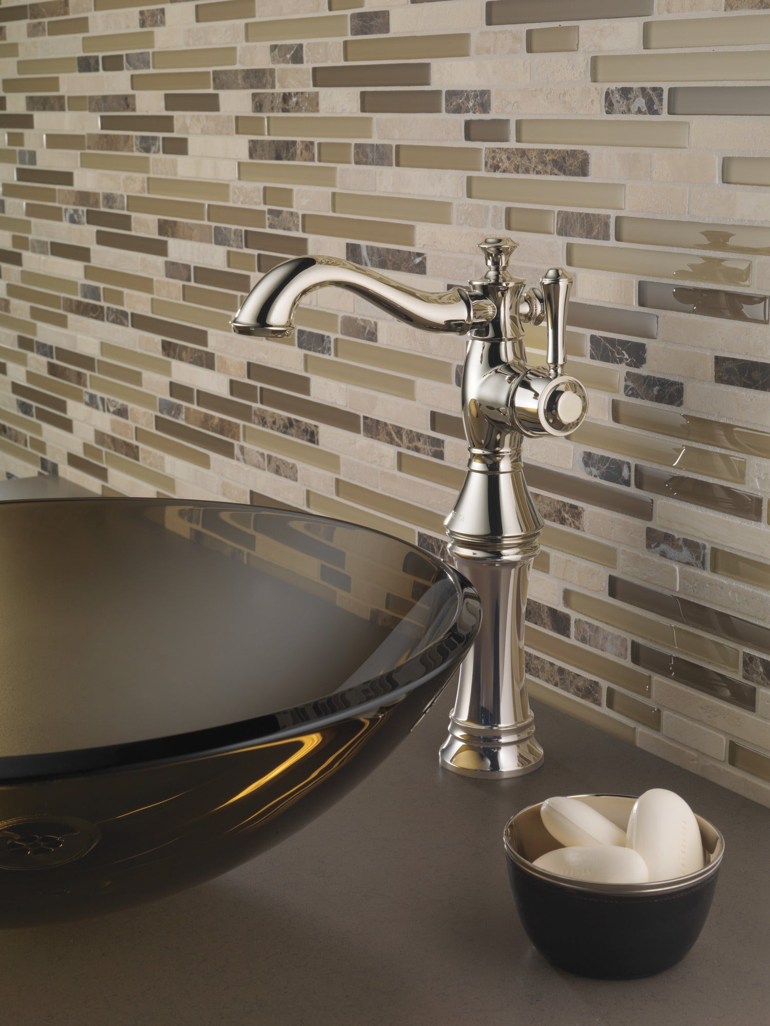 polished nickel bathroom faucet