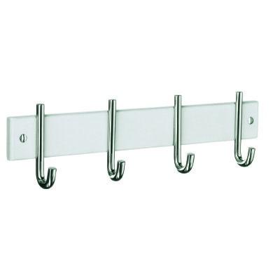 chrome stainless steel/white wood coat rack