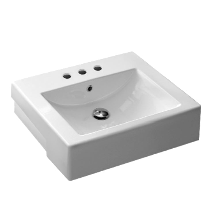 Nameeks Scarabeo 20-1/8" Ceramic Drop In Bathroom Sink - Includes Overflow